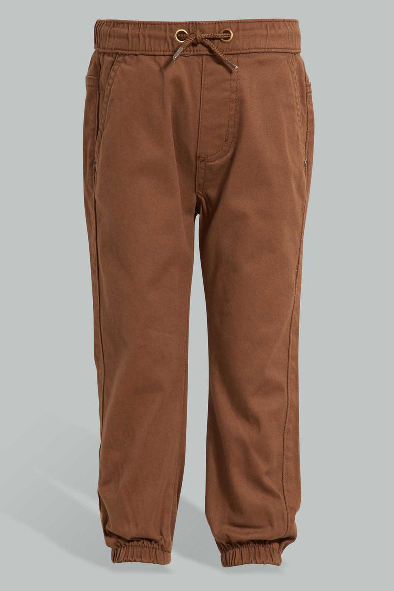 Redtag-Brown-Twill-Jogger-Chinos-Infant-Boys-3 to 24 Months