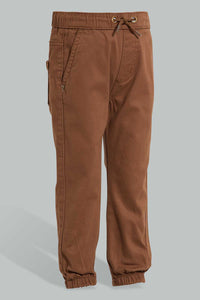 Redtag-Brown-Twill-Jogger-Chinos-Infant-Boys-3 to 24 Months