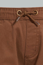 تنزيل الصورة على معرض الصور، Redtag-Brown-Twill-Jogger-Chinos-Infant-Boys-3 to 24 Months
