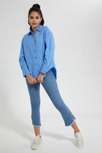 Load image into Gallery viewer, Redtag-Blue-Poplin-Oversize-Shirt-Casual-Shirts-Women&#39;s-
