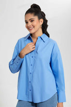 Load image into Gallery viewer, Redtag-Blue-Poplin-Oversize-Shirt-Casual-Shirts-Women&#39;s-
