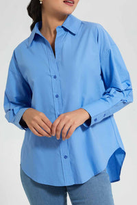 Redtag-Blue-Poplin-Oversize-Shirt-Casual-Shirts-Women's-