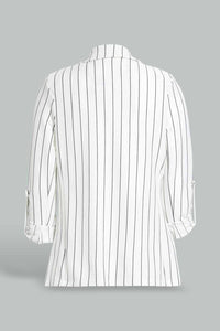 Redtag-White-Stripe-Rolled-Up-Sleeve-Jacket-Category:Jackets,-Colour:White,-Filter:Women's-Clothing,-New-In,-New-In-Women,-Non-Sale,-S22C,-Section:Women,-Women-Jackets-Women's-