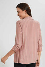 Load image into Gallery viewer, Redtag-Pink-Stripe-Rolled-Up-Sleeve-Jacket-Category:Jackets,-Colour:Apricot,-Filter:Women&#39;s-Clothing,-New-In,-New-In-Women,-Non-Sale,-S22C,-Section:Women,-Women-Jackets-Women&#39;s-
