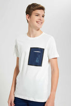 Load image into Gallery viewer, Redtag-White-Oversize-Heat-Seal-Patch-Tee-Plain-T-Shirts-Senior-Boys-9 to 14 Years
