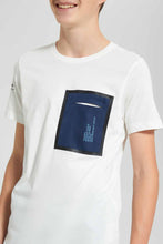 Load image into Gallery viewer, Redtag-White-Oversize-Heat-Seal-Patch-Tee-Plain-T-Shirts-Senior-Boys-9 to 14 Years
