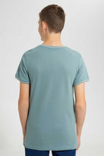 تنزيل الصورة على معرض الصور، Redtag-Blue-Color-Block-Zip-Placket-Tee-Striped-T-Shirts-Senior-Boys-9 to 14 Years
