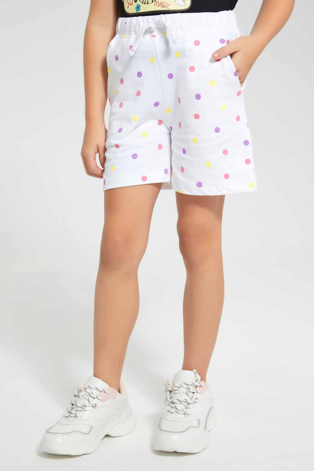 Redtag-Assorted-Aop-Short-Casual-Shorts-Girls-2 to 8 Years