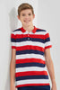 Redtag-Navy/Red/White-Stripe-Polo-Tee-Polo-Shirts-Senior-Boys-9 to 14 Years