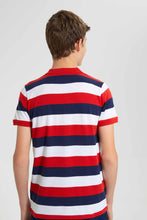 Load image into Gallery viewer, Redtag-Navy/Red/White-Stripe-Polo-Tee-Polo-Shirts-Senior-Boys-9 to 14 Years
