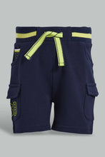 تنزيل الصورة على معرض الصور، Redtag-Navy-Cargo-Pocket-Rib-Active-Shorts-Active-Shorts-Infant-Boys-3 to 24 Months
