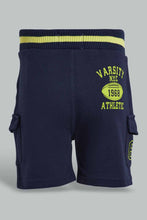 تنزيل الصورة على معرض الصور، Redtag-Navy-Cargo-Pocket-Rib-Active-Shorts-Active-Shorts-Infant-Boys-3 to 24 Months
