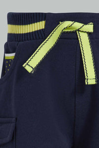 Redtag-Navy-Cargo-Pocket-Rib-Active-Shorts-Active-Shorts-Infant-Boys-3 to 24 Months