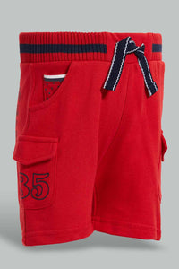 Redtag-Red-Cargo-Pocket-Rib-Active-Shorts-Active-Shorts-Infant-Boys-3 to 24 Months