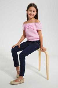 Redtag-Pink-Raffle-Top-Blouses-Girls-2 to 8 Years