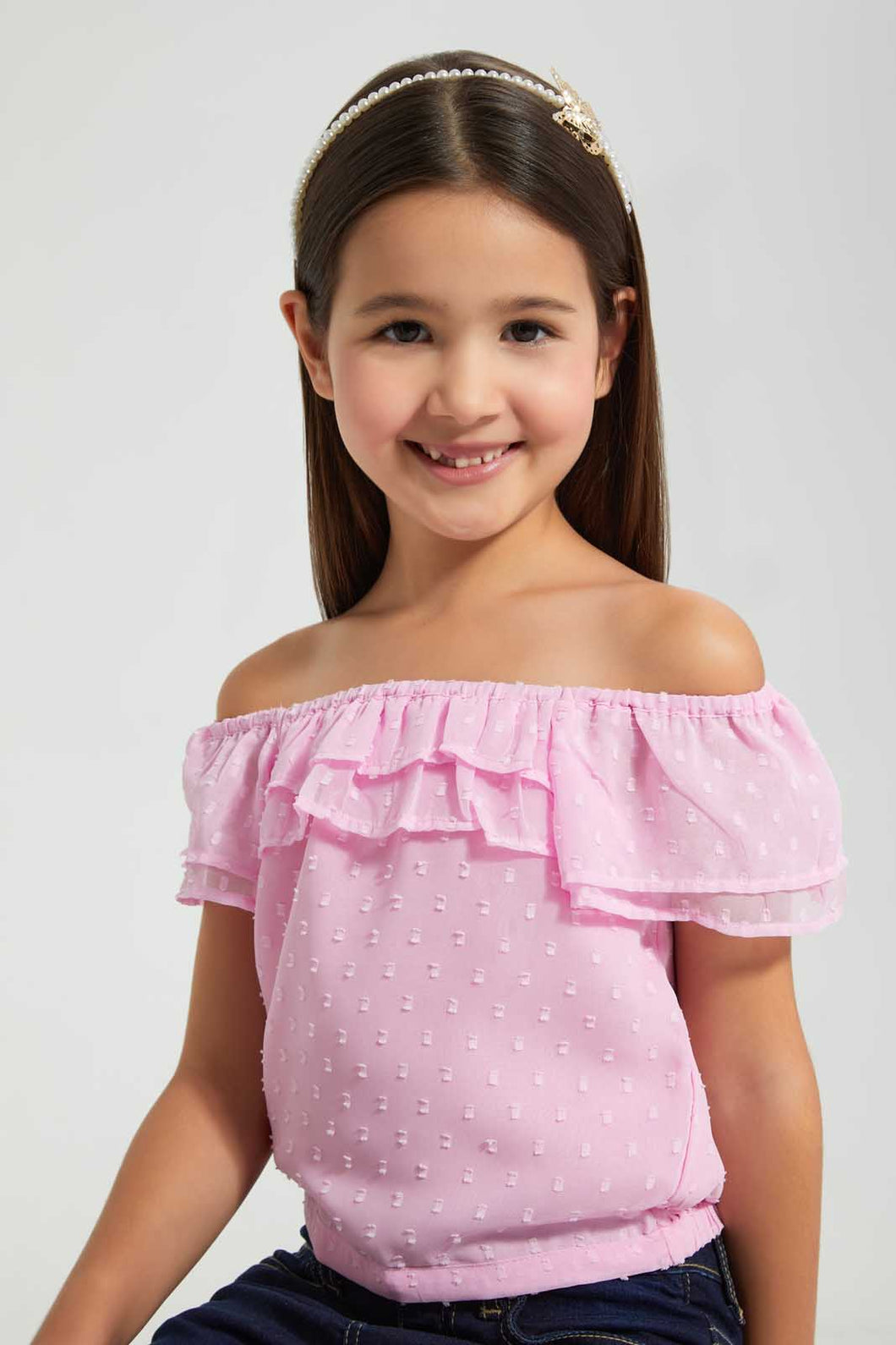 Redtag-Pink-Raffle-Top-Blouses-Girls-2 to 8 Years