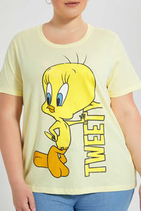 Redtag-Yellow-Tweety-T-Shirt-Graphic-T-Shirts-Women's-