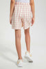 Redtag-White/Pink-Plaid-Front-Wrap-Skirt-Skirts-Senior-Girls-9 to 14 Years