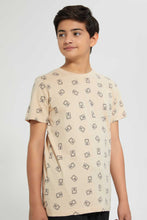 تنزيل الصورة على معرض الصور، Redtag-Beige-Allover-Print-T-Shirt-Graphic-T-Shirts-Senior-Boys-9 to 14 Years

