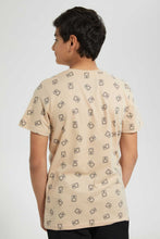 تنزيل الصورة على معرض الصور، Redtag-Beige-Allover-Print-T-Shirt-Graphic-T-Shirts-Senior-Boys-9 to 14 Years
