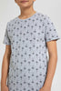 Redtag-Grey-Allover-Print-T-Shirt-Graphic-T-Shirts-Senior-Boys-9 to 14 Years