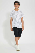 تنزيل الصورة على معرض الصور، Redtag-White-Allover-Print-T-Shirt-Graphic-T-Shirts-Senior-Boys-9 to 14 Years
