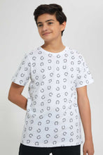 تنزيل الصورة على معرض الصور، Redtag-White-Allover-Print-T-Shirt-Graphic-T-Shirts-Senior-Boys-9 to 14 Years
