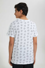 تنزيل الصورة على معرض الصور، Redtag-White-Allover-Print-T-Shirt-Graphic-T-Shirts-Senior-Boys-9 to 14 Years

