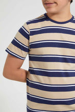 تنزيل الصورة على معرض الصور، Redtag-Navy-Striped-T-Shirt-Striped-T-Shirts-Senior-Boys-9 to 14 Years
