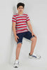Redtag-Grey-Melange-Striped-T-Shirt-Striped-T-Shirts-Senior-Boys-9 to 14 Years
