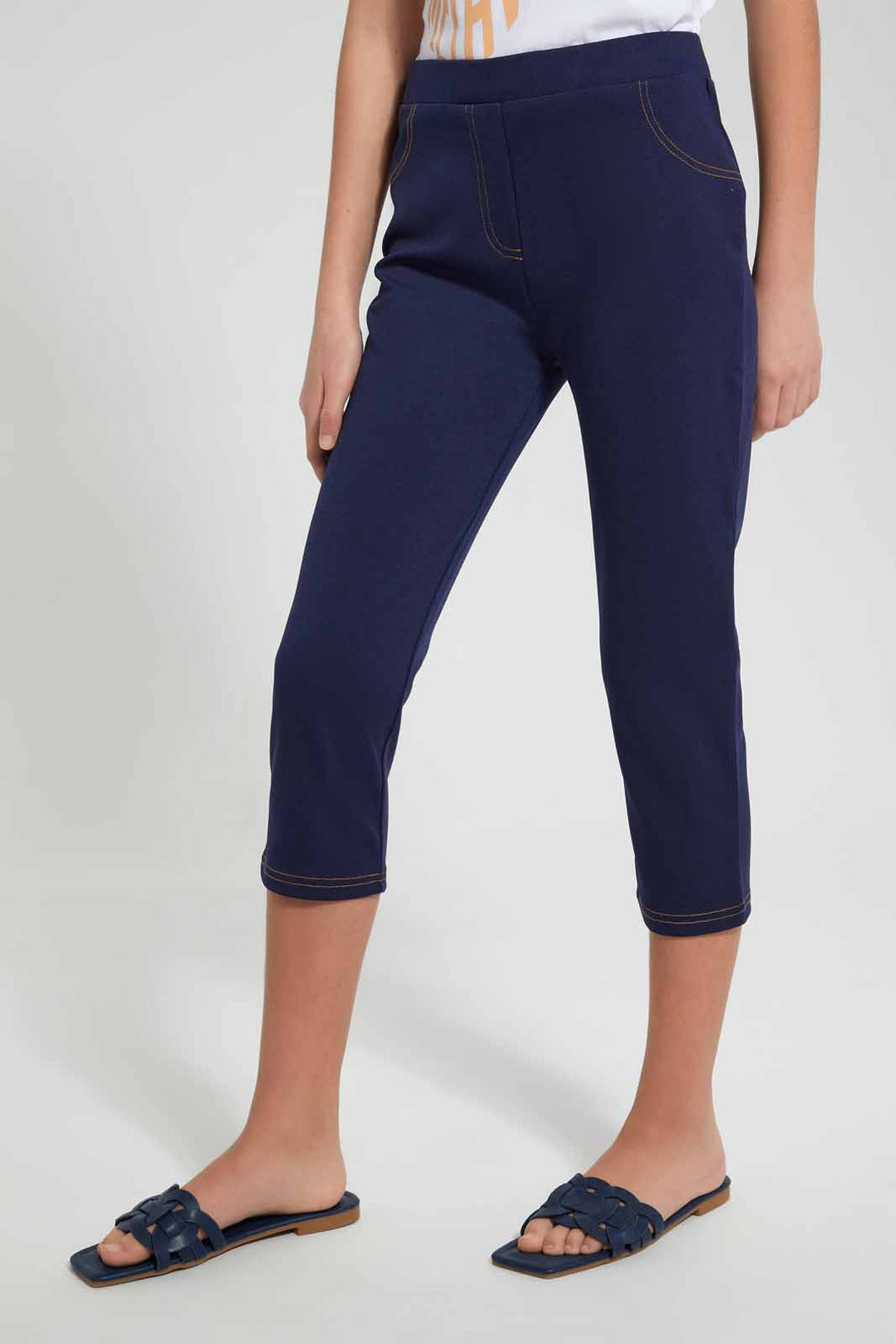 Redtag-Navy-Capri-Jeggings-Category:Jeggings,-Colour:Navy,-Filter:Senior-Girls-(9-to-14-Yrs),-GSR-Jeggings,-New-In,-New-In-GSR,-Non-Sale,-S22D,-Section:Kidswear,-TBL-Senior-Girls-9 to 14 Years