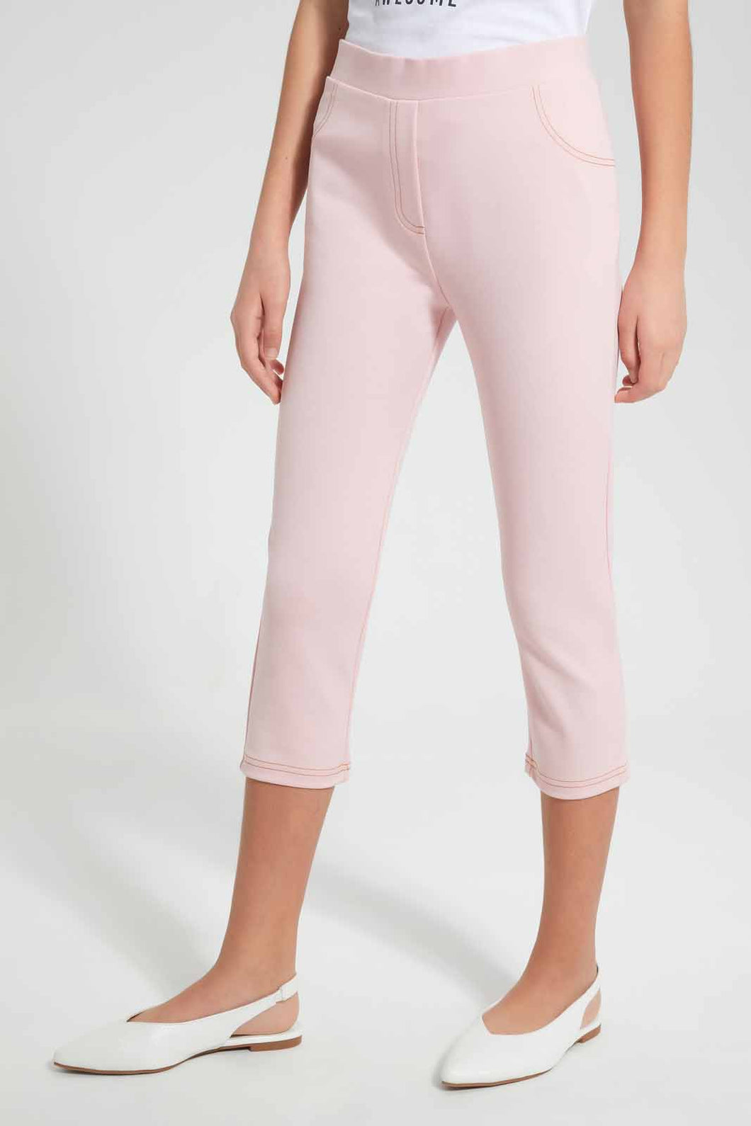 Redtag-Pale-Pink-Capri-Jeggings-Category:Jeggings,-Colour:Apricot,-Filter:Senior-Girls-(9-to-14-Yrs),-GSR-Jeggings,-New-In,-New-In-GSR,-Non-Sale,-S22D,-Section:Kidswear,-TBL-Senior-Girls-9 to 14 Years