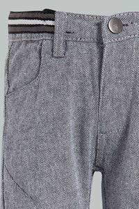 Redtag-Grey-Pull-On-Half-Rib-Casual-Trs-Pull-On-Trousers-Infant-Boys-3 to 24 Months