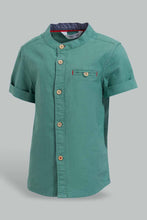 تنزيل الصورة على معرض الصور، Redtag-Blue-Tshirt-With-Mandarin-Collar-Casual-Shirts-Infant-Boys-3 to 24 Months
