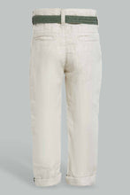 Load image into Gallery viewer, Redtag-Ecru-Lenin-Casual-Trousers-With-Belt-Chino-Trousers-Infant-Boys-3 to 24 Months
