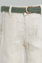 Load image into Gallery viewer, Redtag-Ecru-Lenin-Casual-Trousers-With-Belt-Chino-Trousers-Infant-Boys-3 to 24 Months
