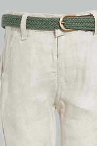 Redtag-Ecru-Lenin-Casual-Trousers-With-Belt-Chino-Trousers-Infant-Boys-3 to 24 Months