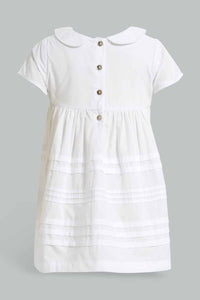 Redtag-White-Peter-Pan-Collar-Dress-Dresses-Infant-Girls-3 to 24 Months