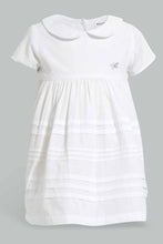 تنزيل الصورة على معرض الصور، Redtag-White-Peter-Pan-Collar-Dress-Dresses-Infant-Girls-3 to 24 Months
