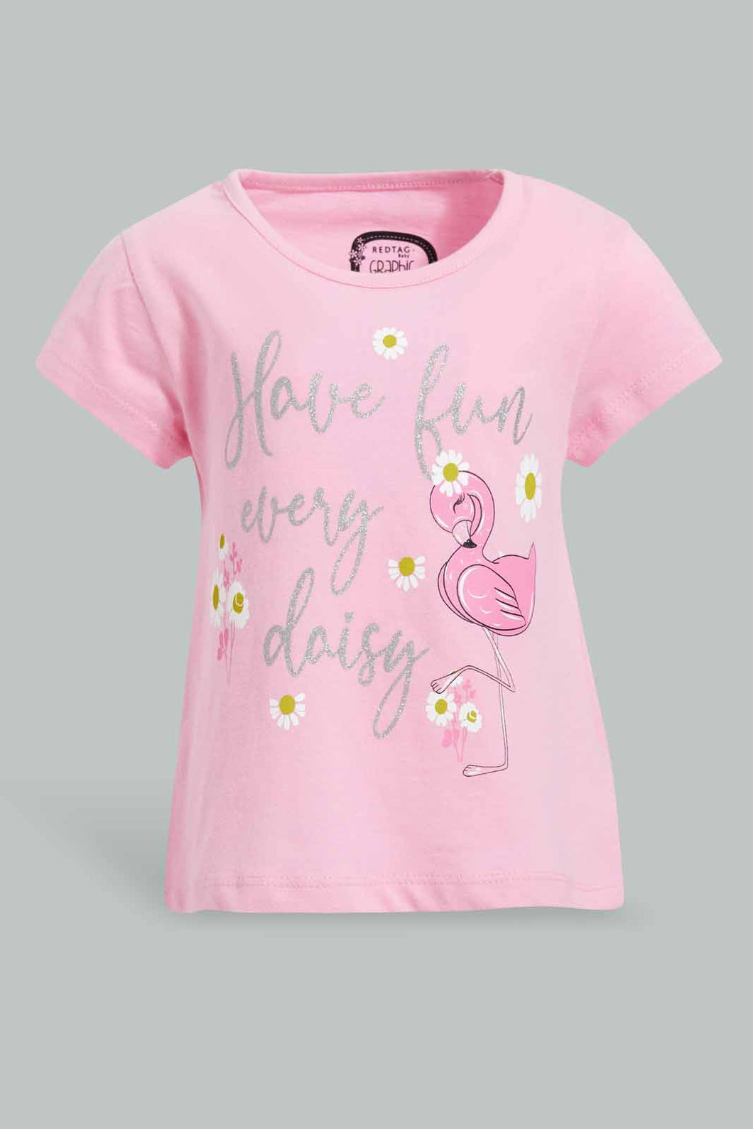 Redtag-Pink-Have-Fun-Placement-Print-T-Shirt-Graphic-T-Shirts-Infant-Girls-3 to 24 Months