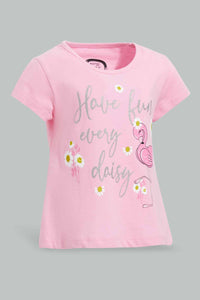 Redtag-Pink-Have-Fun-Placement-Print-T-Shirt-Graphic-T-Shirts-Infant-Girls-3 to 24 Months