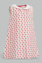 تنزيل الصورة على معرض الصور، Redtag-White-Palm-Aop-Peter-Pan-Collar-Dress-Dresses-Infant-Girls-3 to 24 Months
