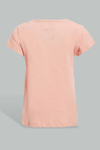 Redtag-Coral-Palm-Placement-Print-T-Shirt-Graphic-T-Shirts-Infant-Girls-3 to 24 Months