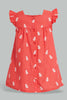 Redtag-Coral-Pineapple-Aop-Dress-Dresses-Infant-Girls-3 to 24 Months