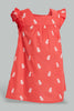 Redtag-Coral-Pineapple-Aop-Dress-Dresses-Infant-Girls-3 to 24 Months