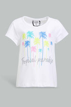 Load image into Gallery viewer, Redtag-White-Palm-Print-Placement-Print-T-Shirt-Graphic-T-Shirts-Infant-Girls-3 to 24 Months
