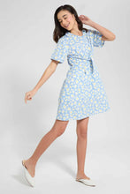 Load image into Gallery viewer, Redtag-Blue/Yellow-Front-Tie-Dress-Category:Dresses,-Colour:Assorted,-Filter:Senior-Girls-(9-to-14-Yrs),-GSR-Dresses,-New-In,-New-In-GSR,-Non-Sale,-S22D,-Section:Kidswear-Senior-Girls-9 to 14 Years
