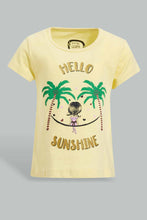 Load image into Gallery viewer, Redtag-Yellow-Girl-Placement-Print-T-Shirt-Graphic-T-Shirts-Infant-Girls-3 to 24 Months
