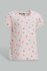 Redtag-Pink-Flamingo-Aop-T-Shirt-All-Over-Prints-T-Shirts-Infant-Girls-3 to 24 Months