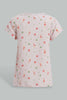 Redtag-Pink-Flamingo-Aop-T-Shirt-All-Over-Prints-T-Shirts-Infant-Girls-3 to 24 Months